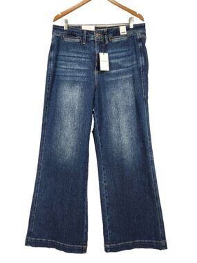 NWT Judy Blue Retro Wide Denim Jeans Womens 18W Blue High Waist Boho Classic